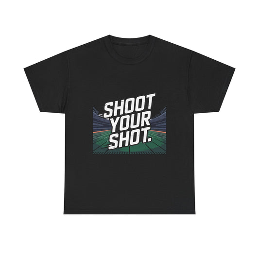 Sporty Unisex Heavy Cotton Tee - "Shoot Your Shot" Motivational T-Shirt - Peak Inspiration