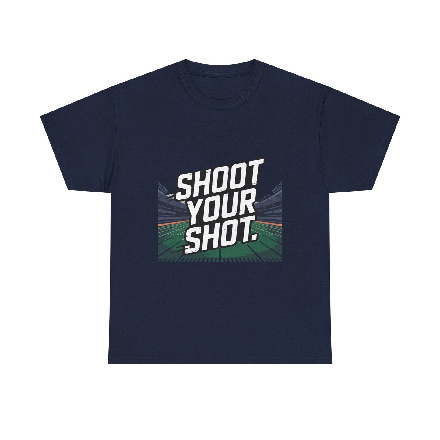 Sporty Unisex Heavy Cotton Tee - "Shoot Your Shot" Motivational T-Shirt - Peak Inspiration