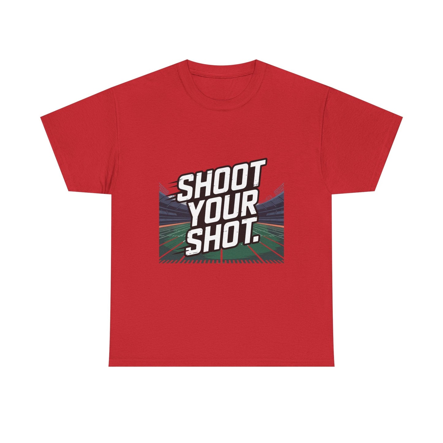 Sporty Unisex Heavy Cotton Tee - "Shoot Your Shot" Motivational T-Shirt - Peak Inspiration