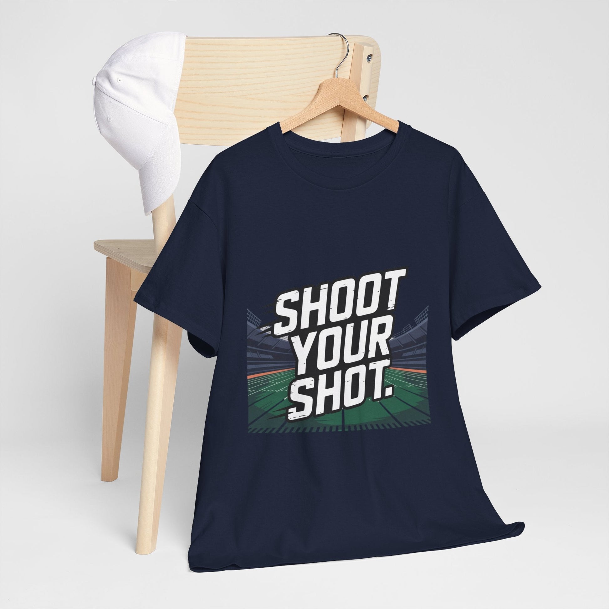 Sporty Unisex Heavy Cotton Tee - "Shoot Your Shot" Motivational T-Shirt - Peak Inspiration