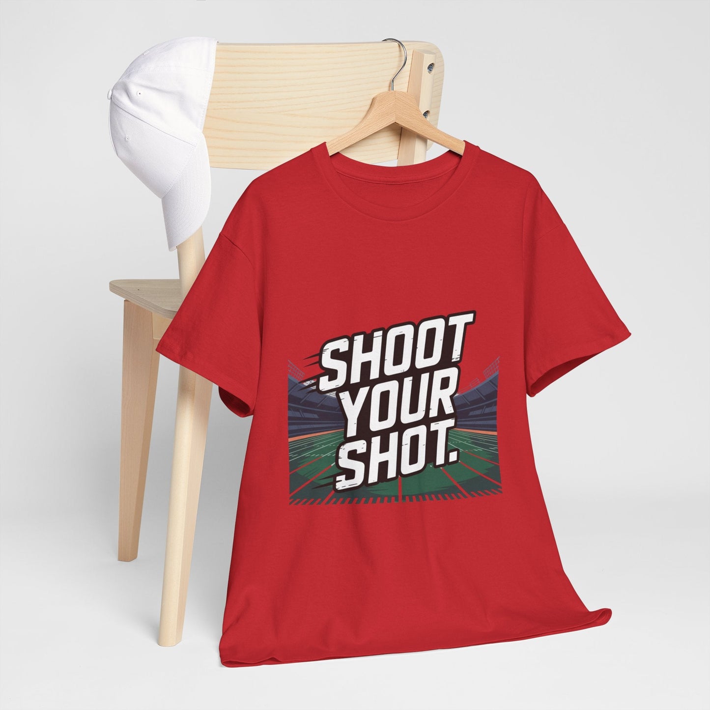 Sporty Unisex Heavy Cotton Tee - "Shoot Your Shot" Motivational T-Shirt - Peak Inspiration