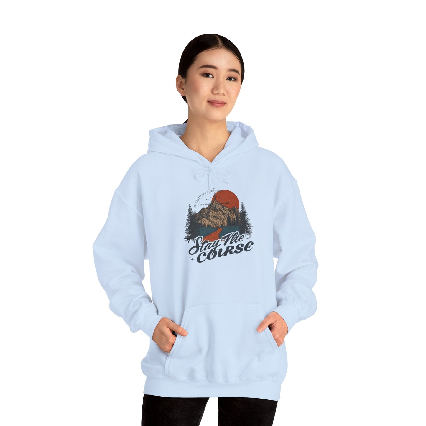 Stay The Course Unisex Hooded Sweatshirt - Cozy Outdoorsy Apparel - Peak Inspiration