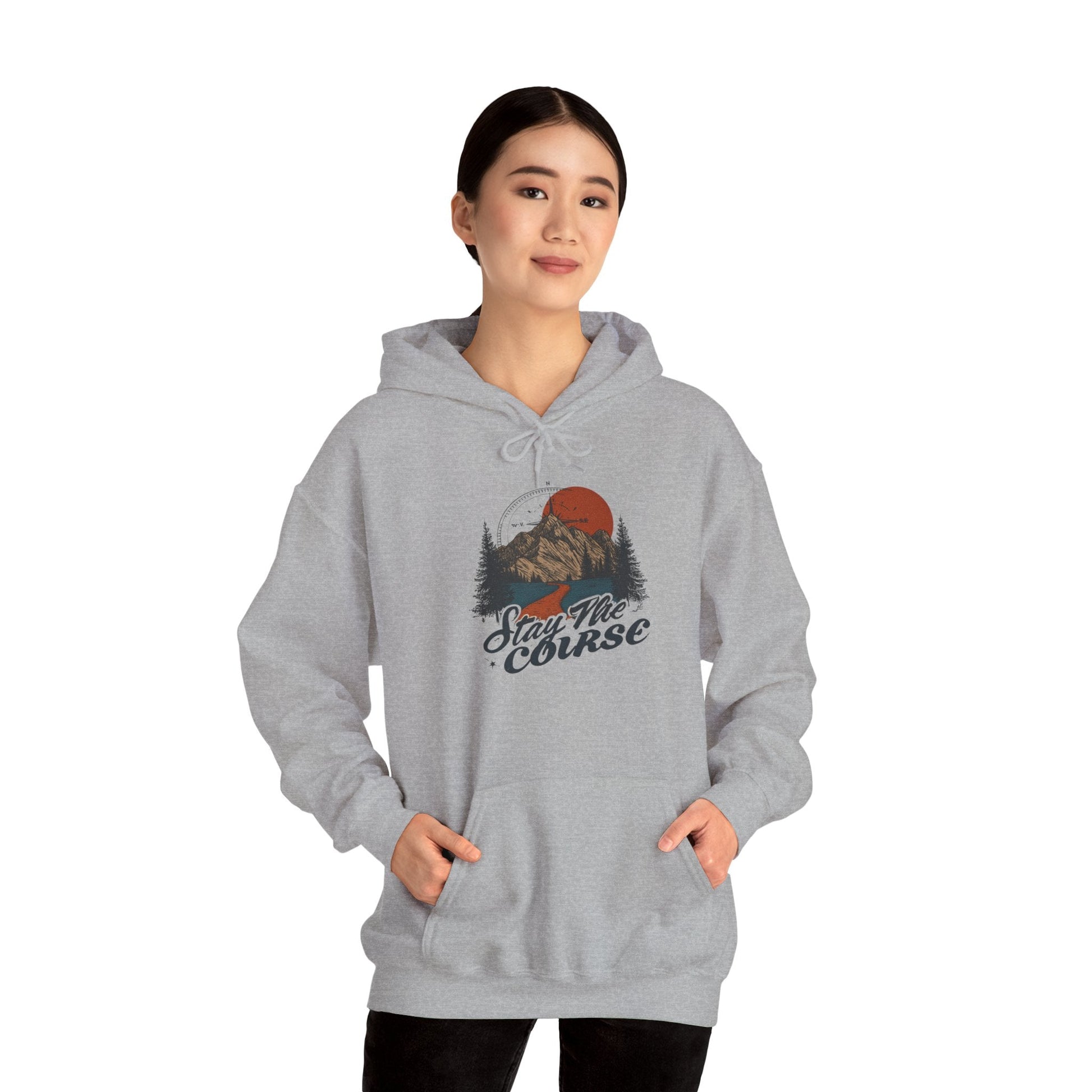 Stay The Course Unisex Hooded Sweatshirt - Cozy Outdoorsy Apparel - Peak Inspiration