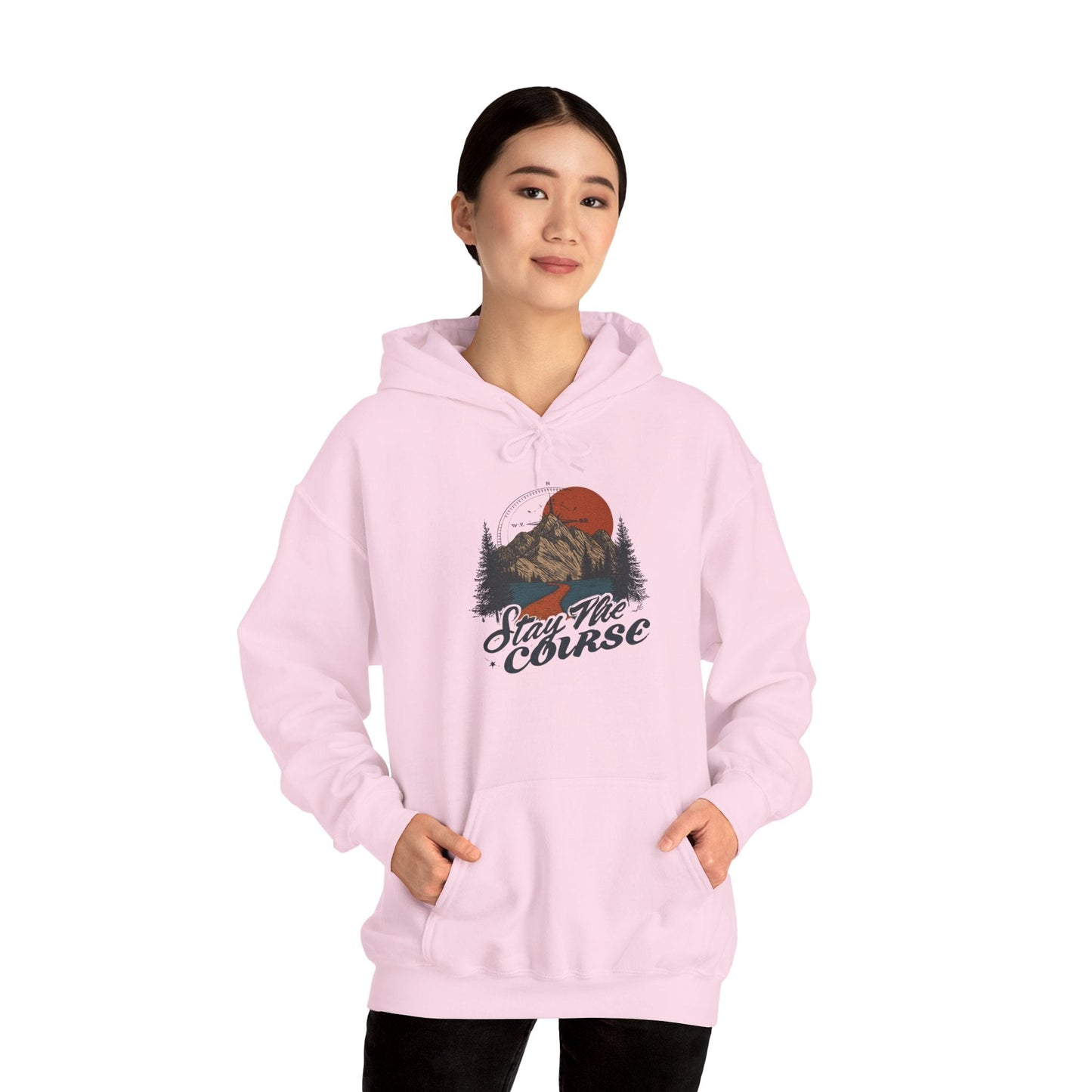 Stay The Course Unisex Hooded Sweatshirt - Cozy Outdoorsy Apparel - Peak Inspiration