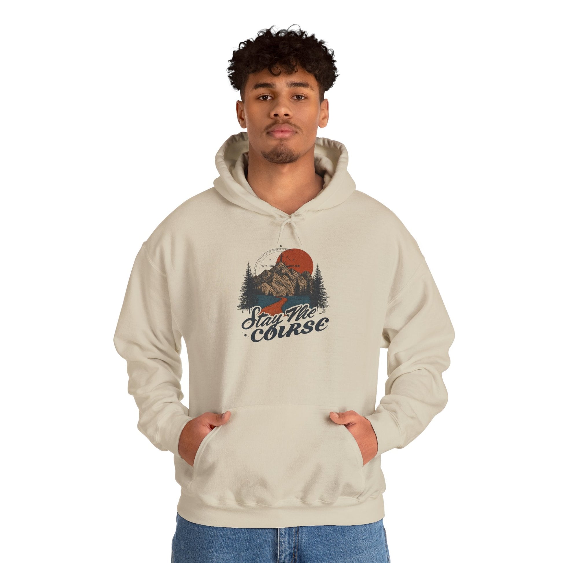 Stay The Course Unisex Hooded Sweatshirt - Cozy Outdoorsy Apparel - Peak Inspiration