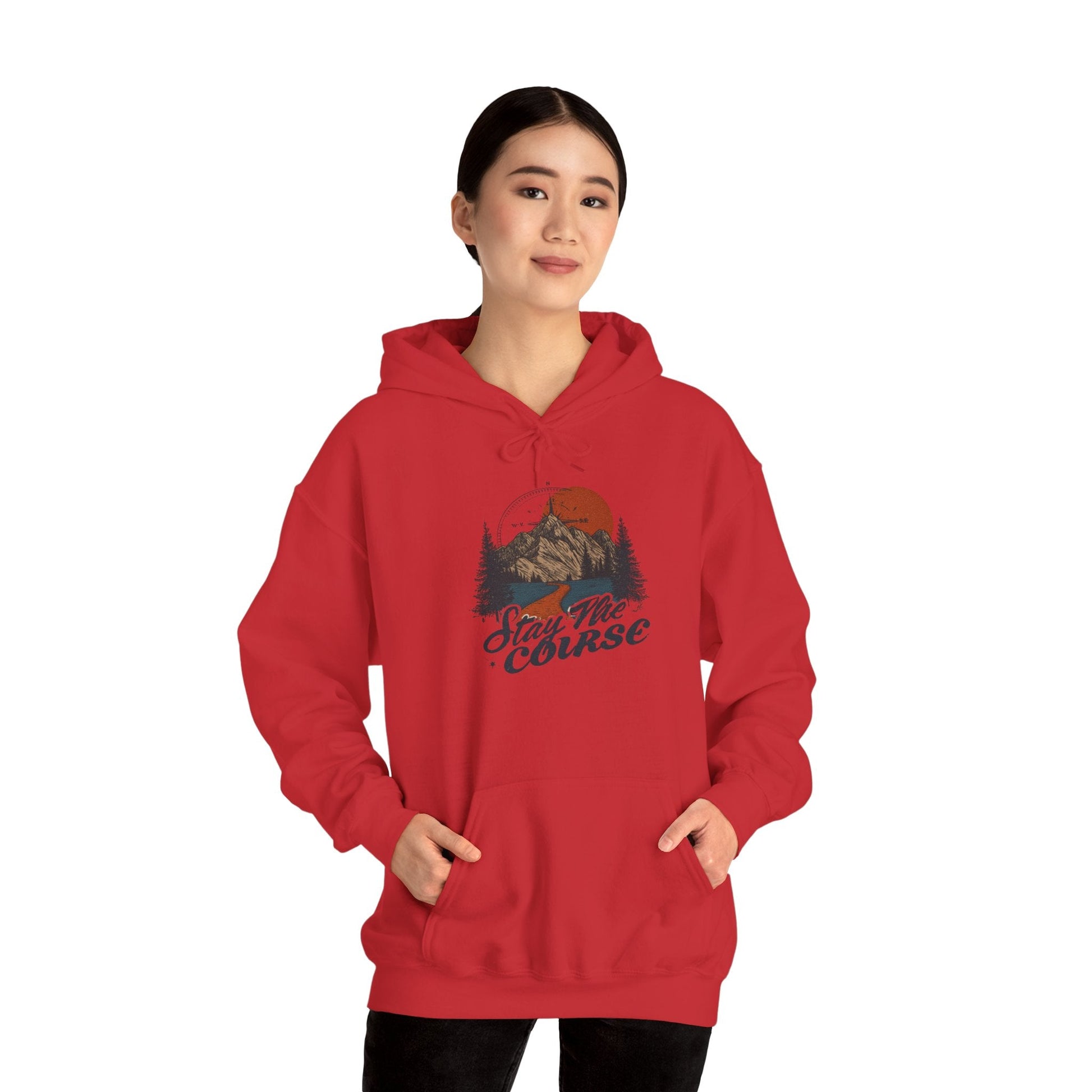 Stay The Course Unisex Hooded Sweatshirt - Cozy Outdoorsy Apparel - Peak Inspiration