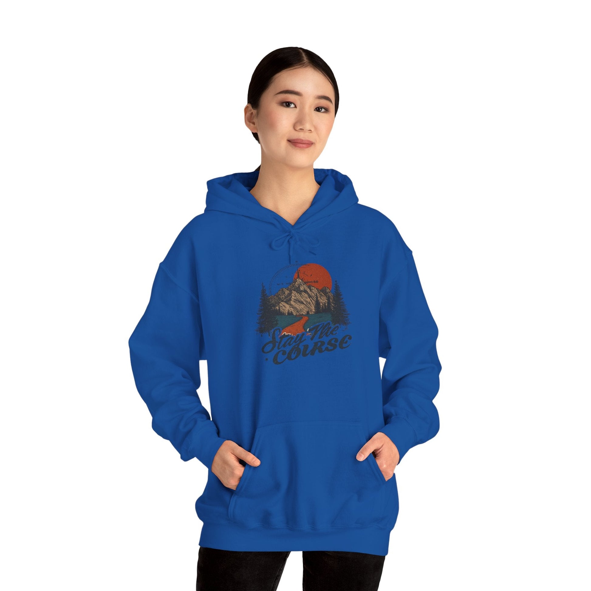 Stay The Course Unisex Hooded Sweatshirt - Cozy Outdoorsy Apparel - Peak Inspiration