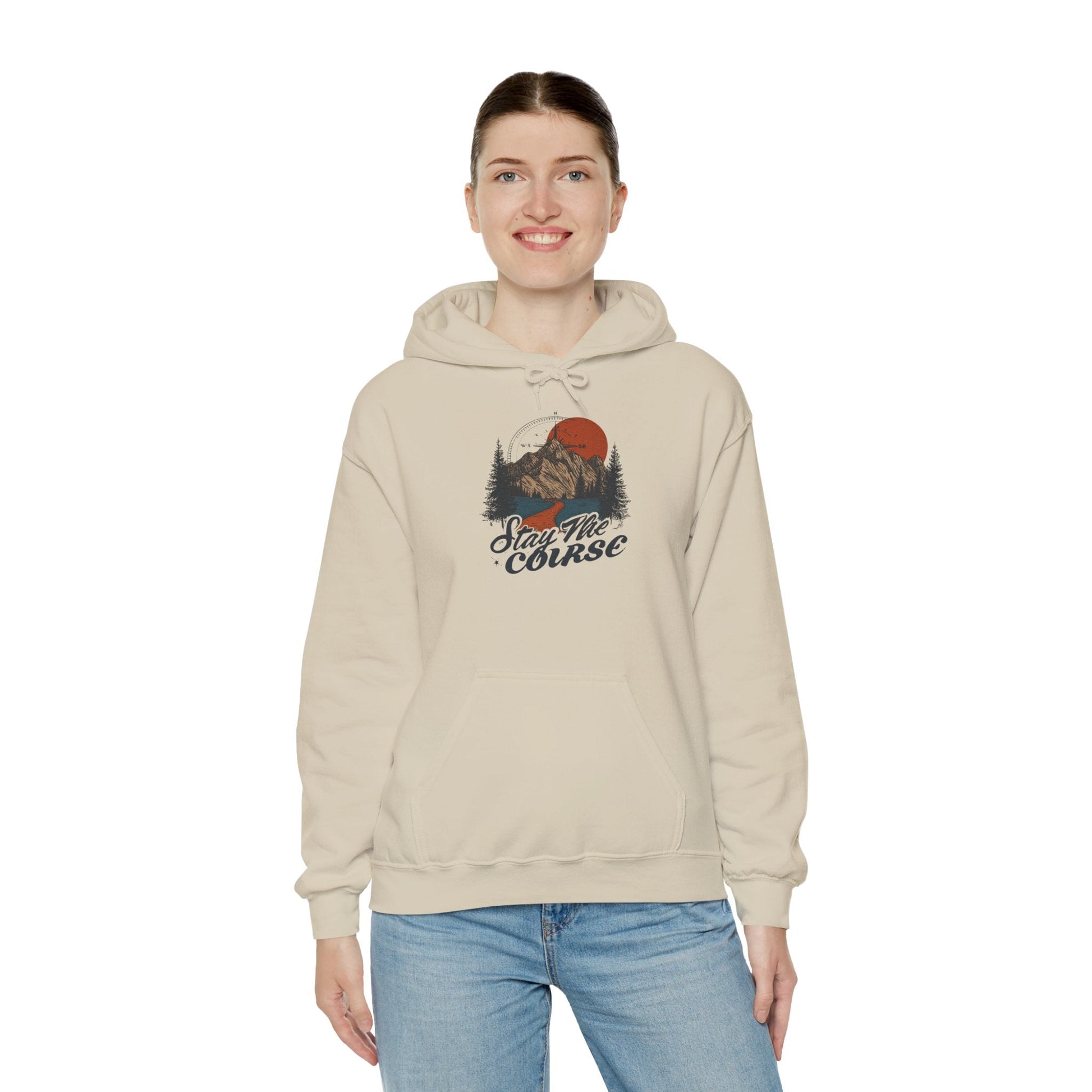 Stay The Course Unisex Hooded Sweatshirt - Cozy Outdoorsy Apparel - Peak Inspiration