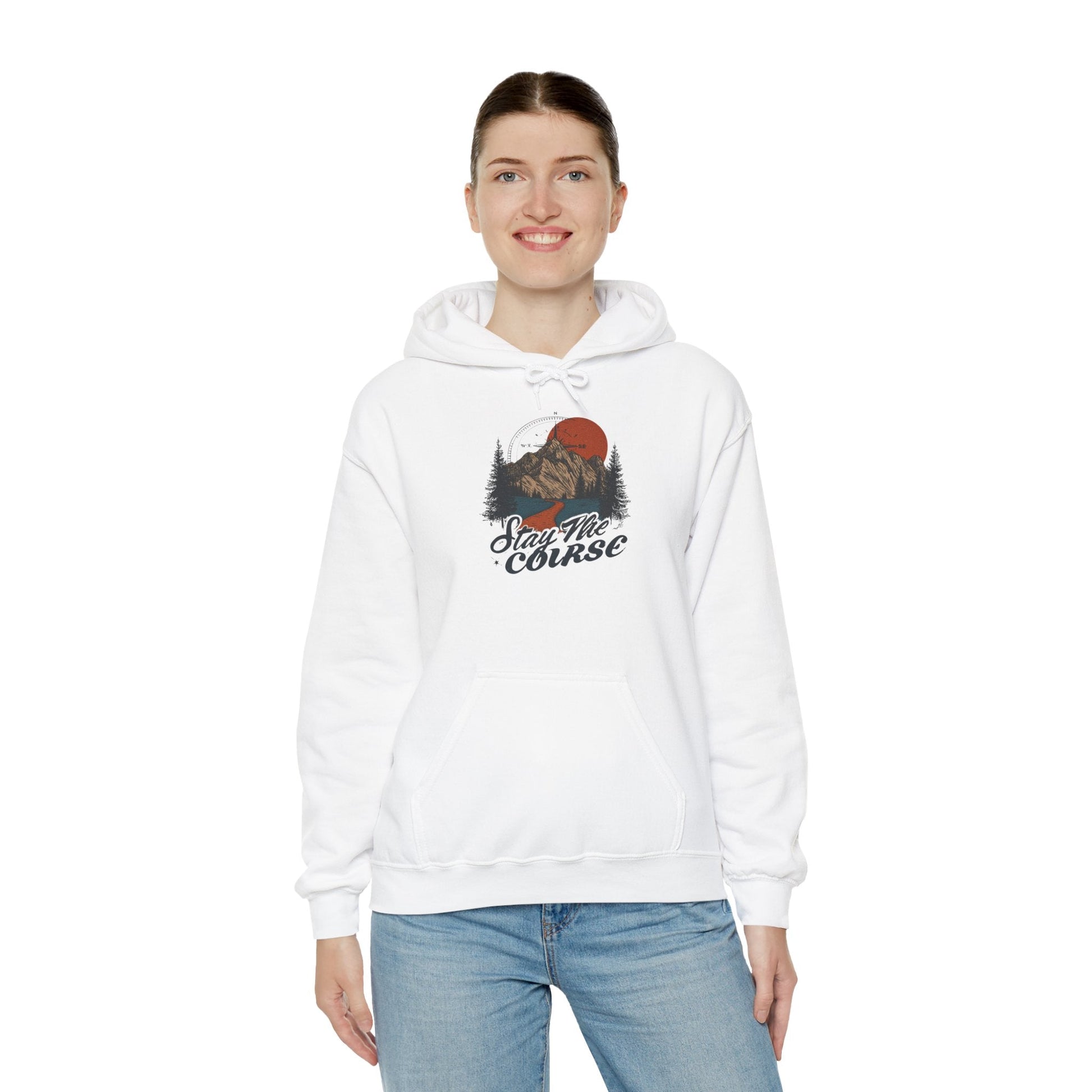 Stay The Course Unisex Hooded Sweatshirt - Cozy Outdoorsy Apparel - Peak Inspiration