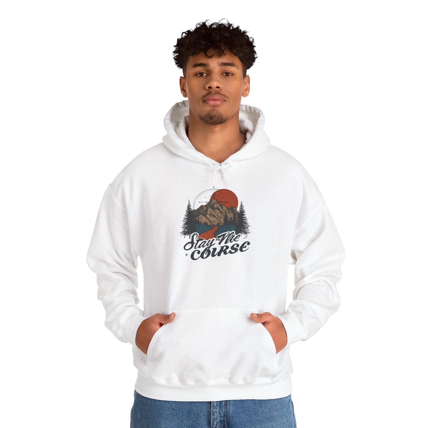 Stay The Course Unisex Hooded Sweatshirt - Cozy Outdoorsy Apparel - Peak Inspiration