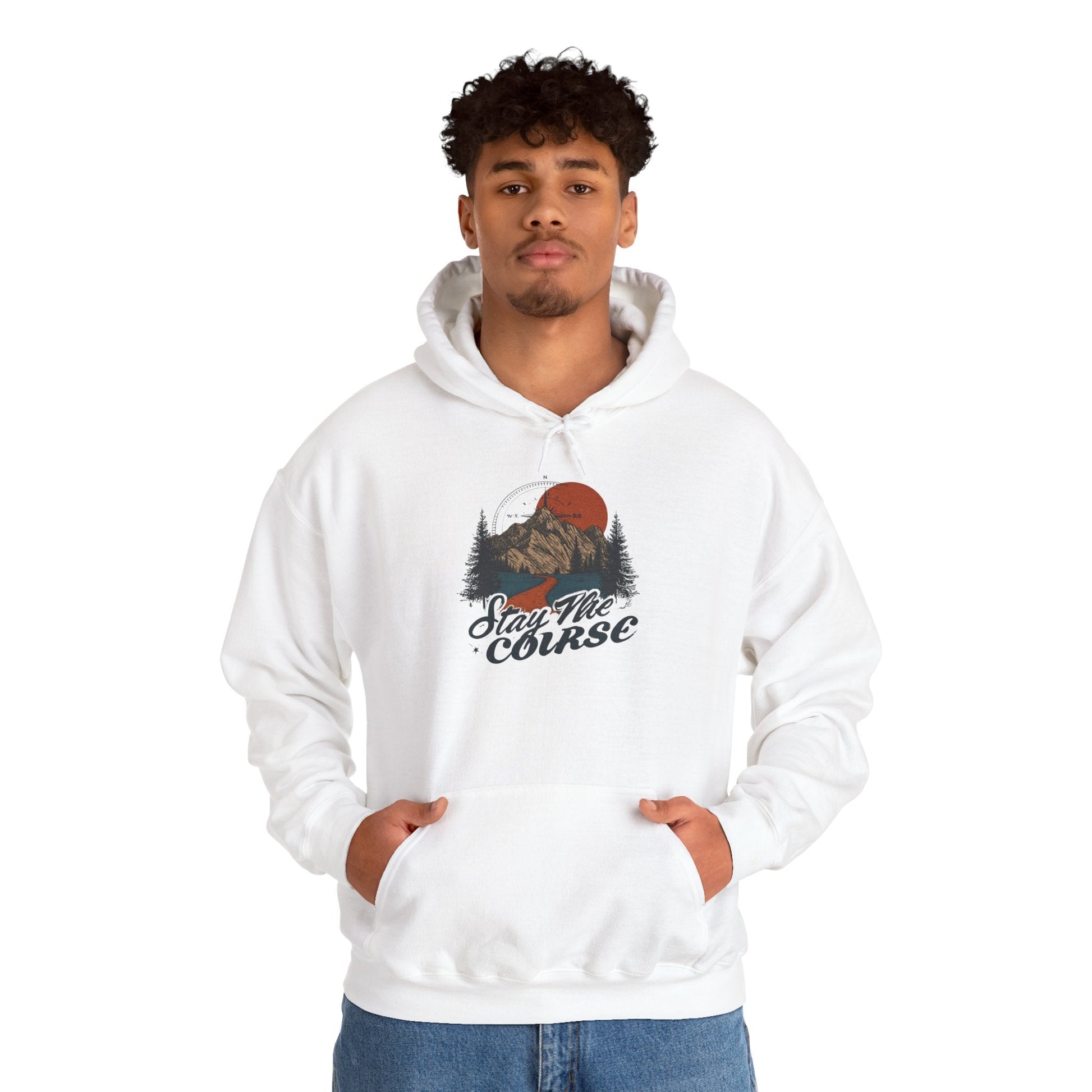 Stay The Course Unisex Hooded Sweatshirt - Cozy Outdoorsy Apparel - Peak Inspiration