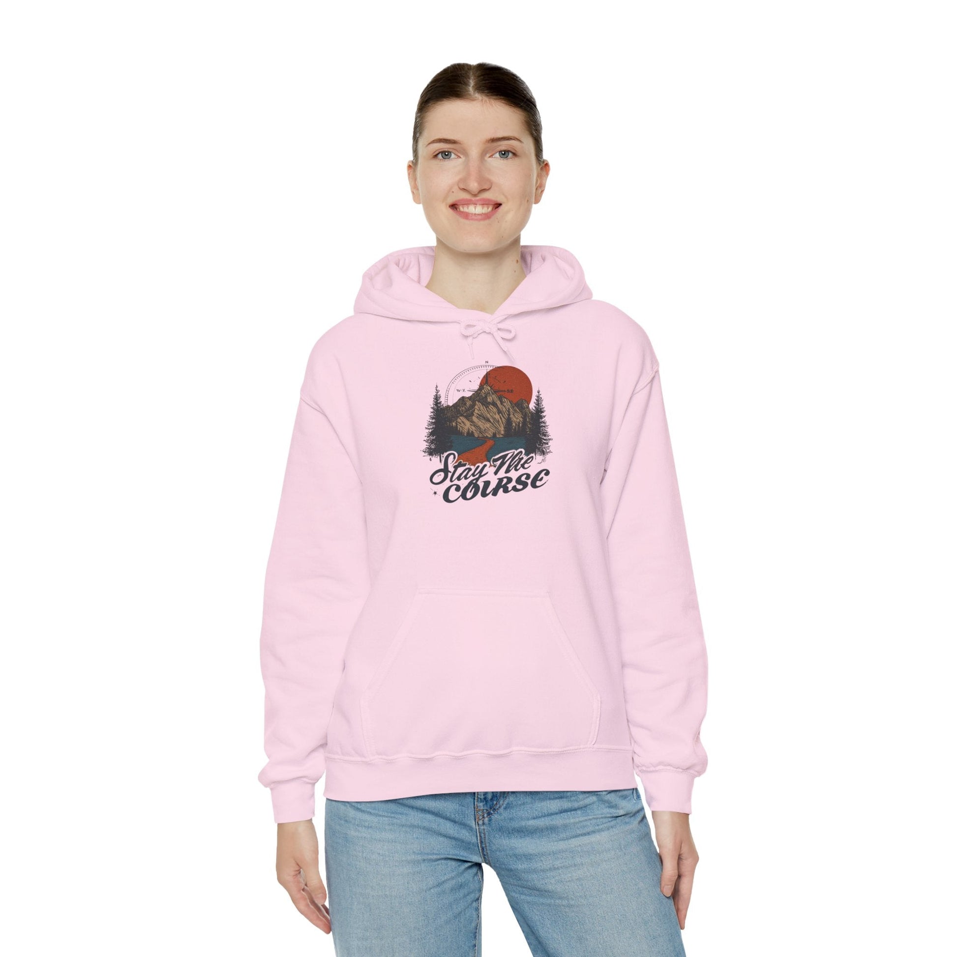 Stay The Course Unisex Hooded Sweatshirt - Cozy Outdoorsy Apparel - Peak Inspiration