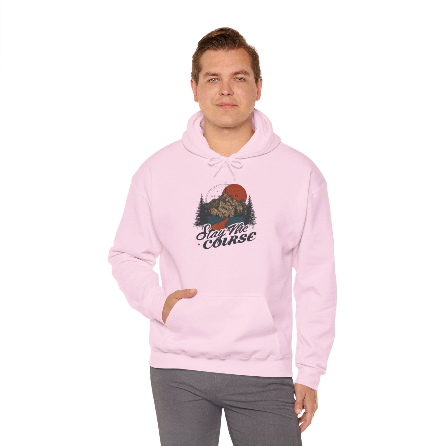 Stay The Course Unisex Hooded Sweatshirt - Cozy Outdoorsy Apparel - Peak Inspiration