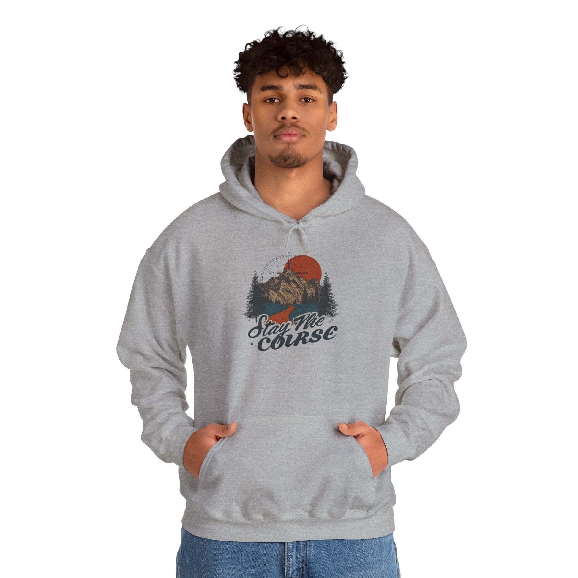 Stay The Course Unisex Hooded Sweatshirt - Cozy Outdoorsy Apparel - Peak Inspiration