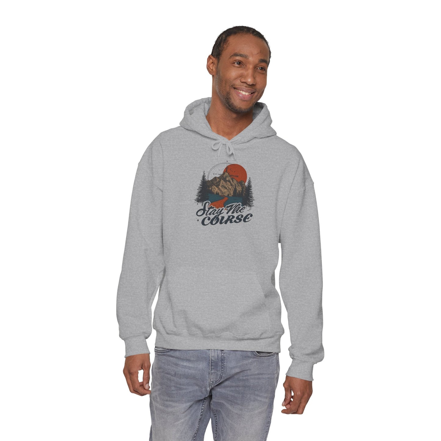 Stay The Course Unisex Hooded Sweatshirt - Cozy Outdoorsy Apparel - Peak Inspiration