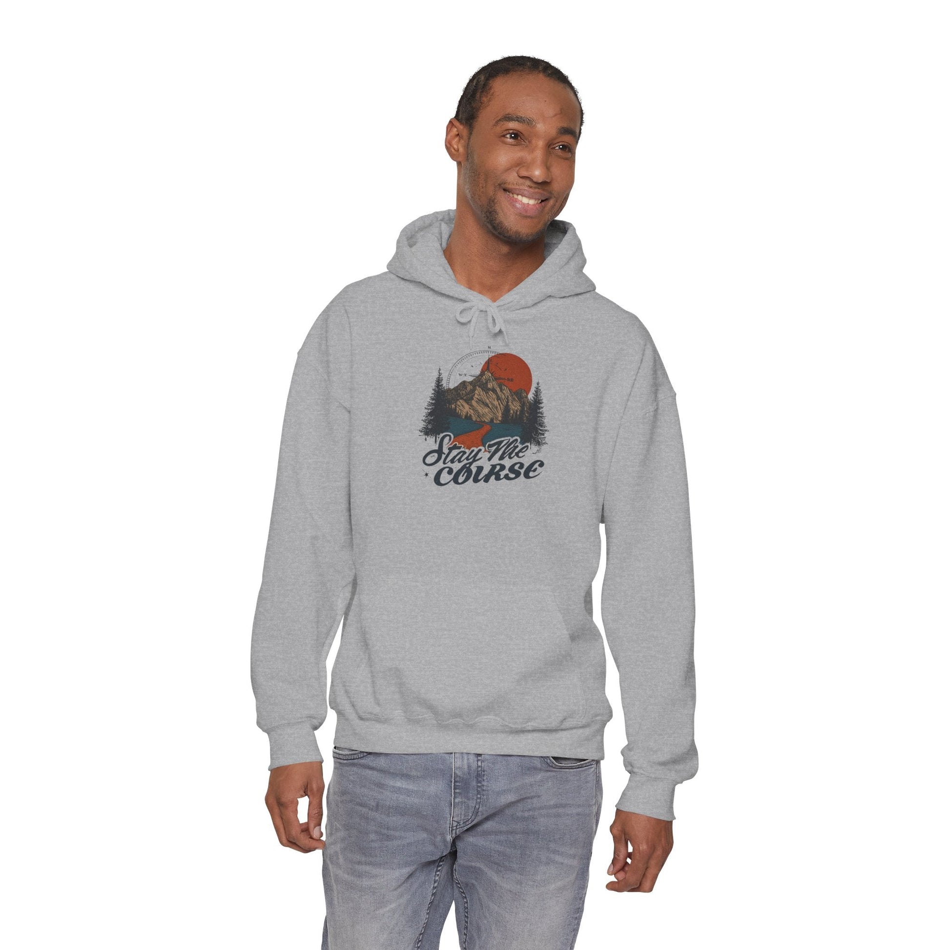 Stay The Course Unisex Hooded Sweatshirt - Cozy Outdoorsy Apparel - Peak Inspiration