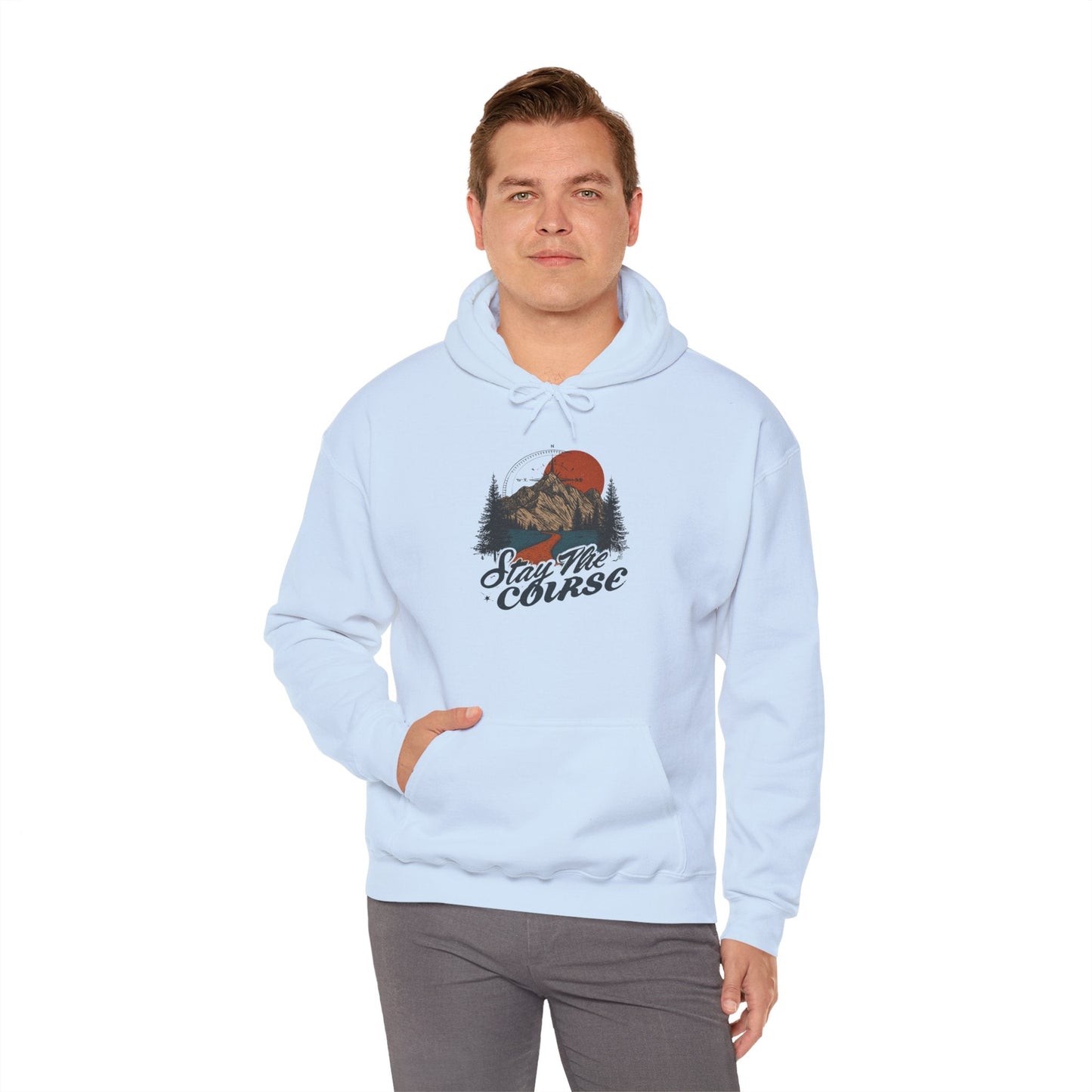 Stay The Course Unisex Hooded Sweatshirt - Cozy Outdoorsy Apparel - Peak Inspiration