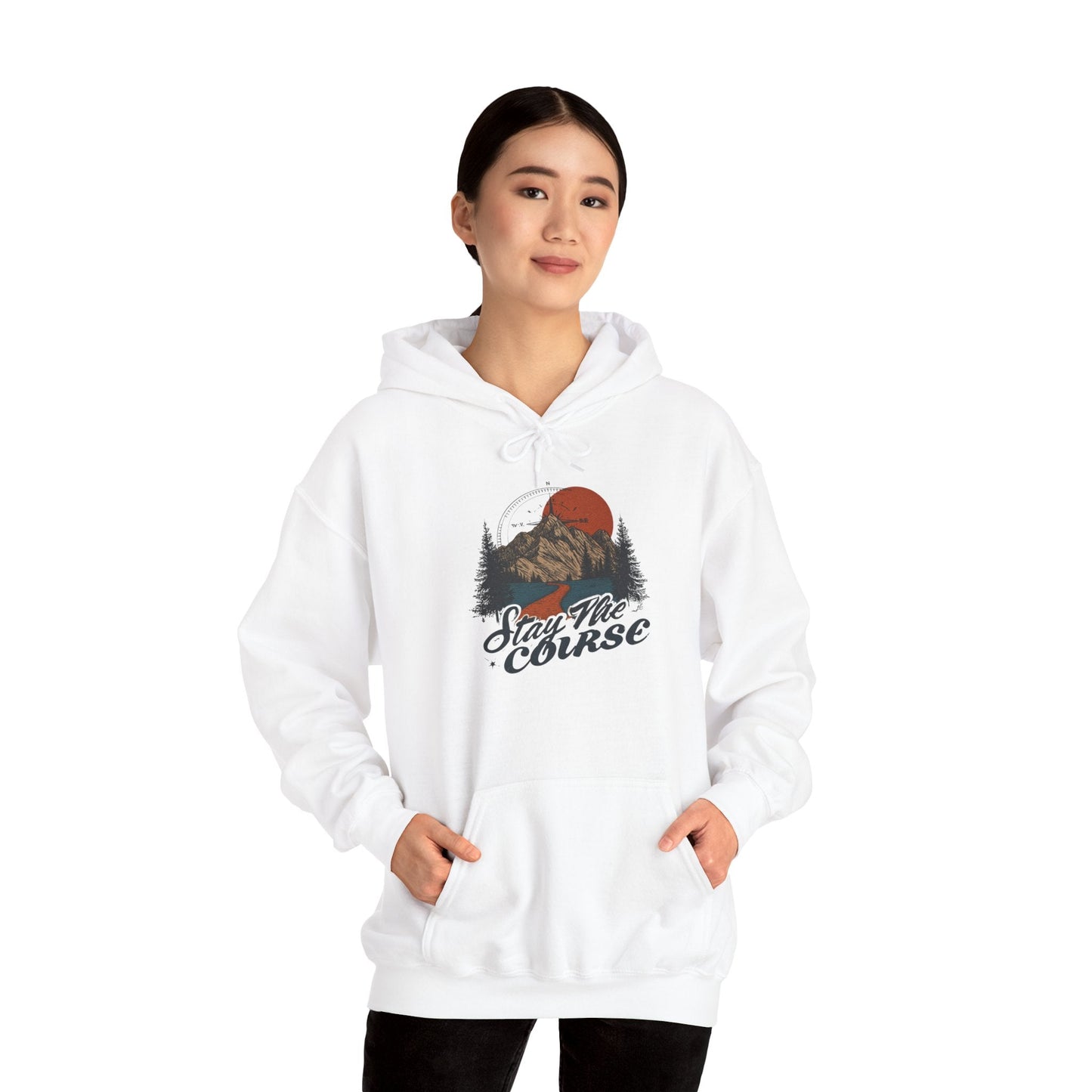 Stay The Course Unisex Hooded Sweatshirt - Cozy Outdoorsy Apparel - Peak Inspiration