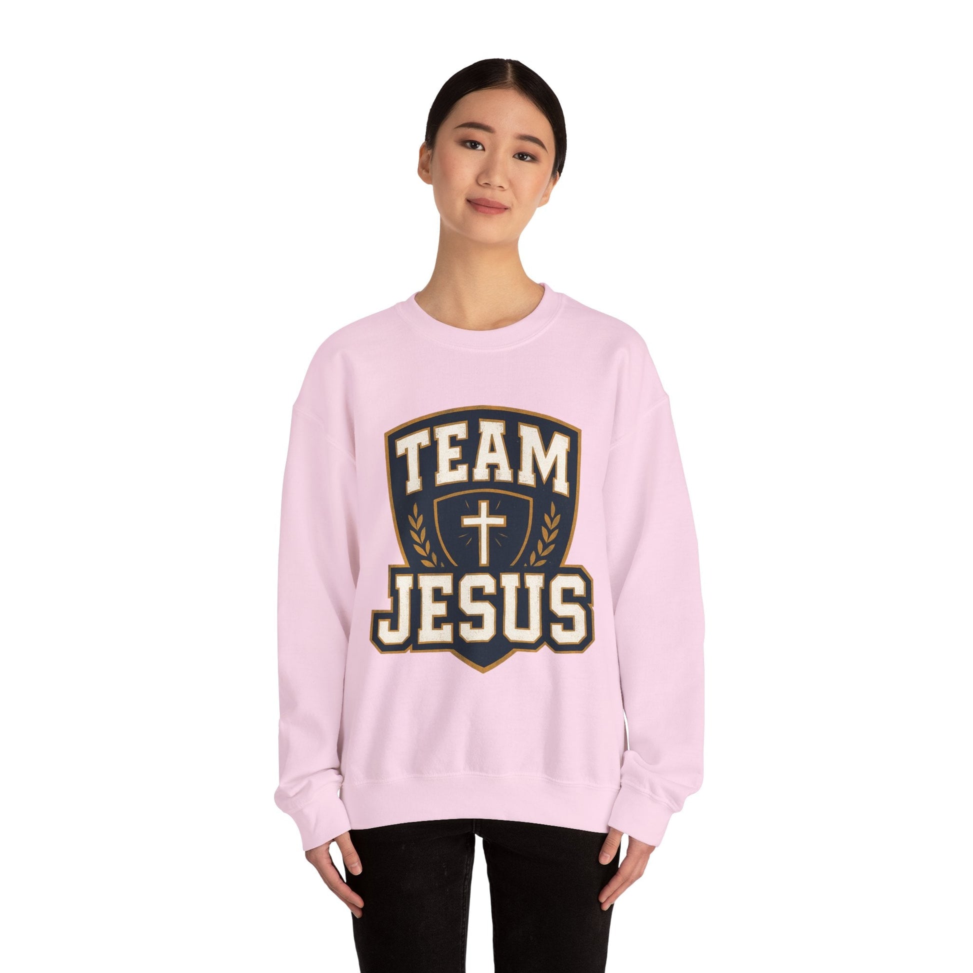 Team Jesus Shield Sweatshirt — Christian Faith Crewneck - Peak Inspiration