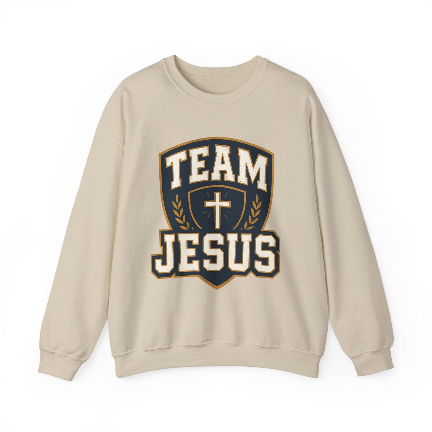 Team Jesus Shield Sweatshirt — Christian Faith Crewneck - Peak Inspiration