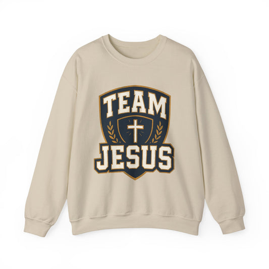 Team Jesus Shield Sweatshirt — Christian Faith Crewneck - Peak Inspiration