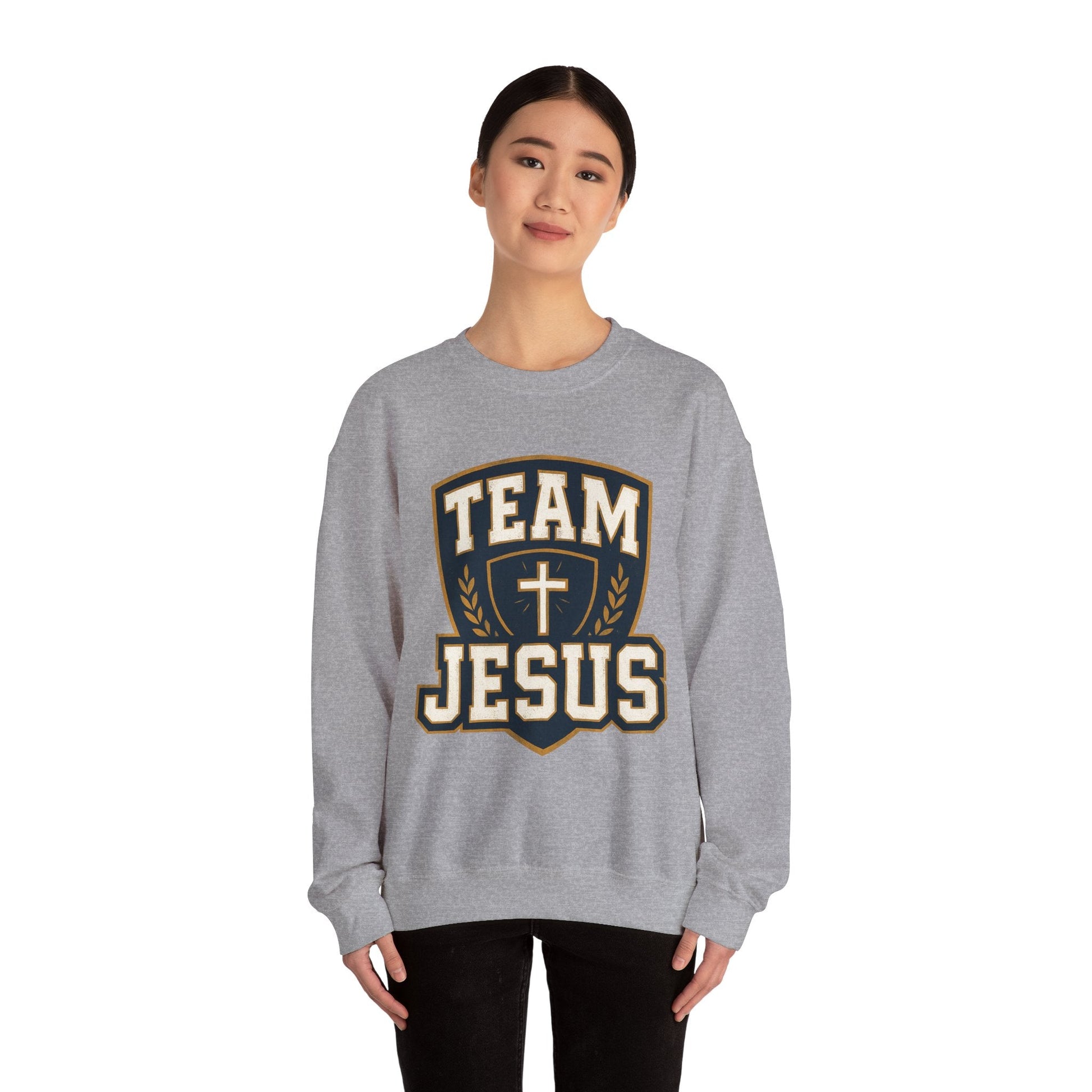 Team Jesus Shield Sweatshirt — Christian Faith Crewneck - Peak Inspiration
