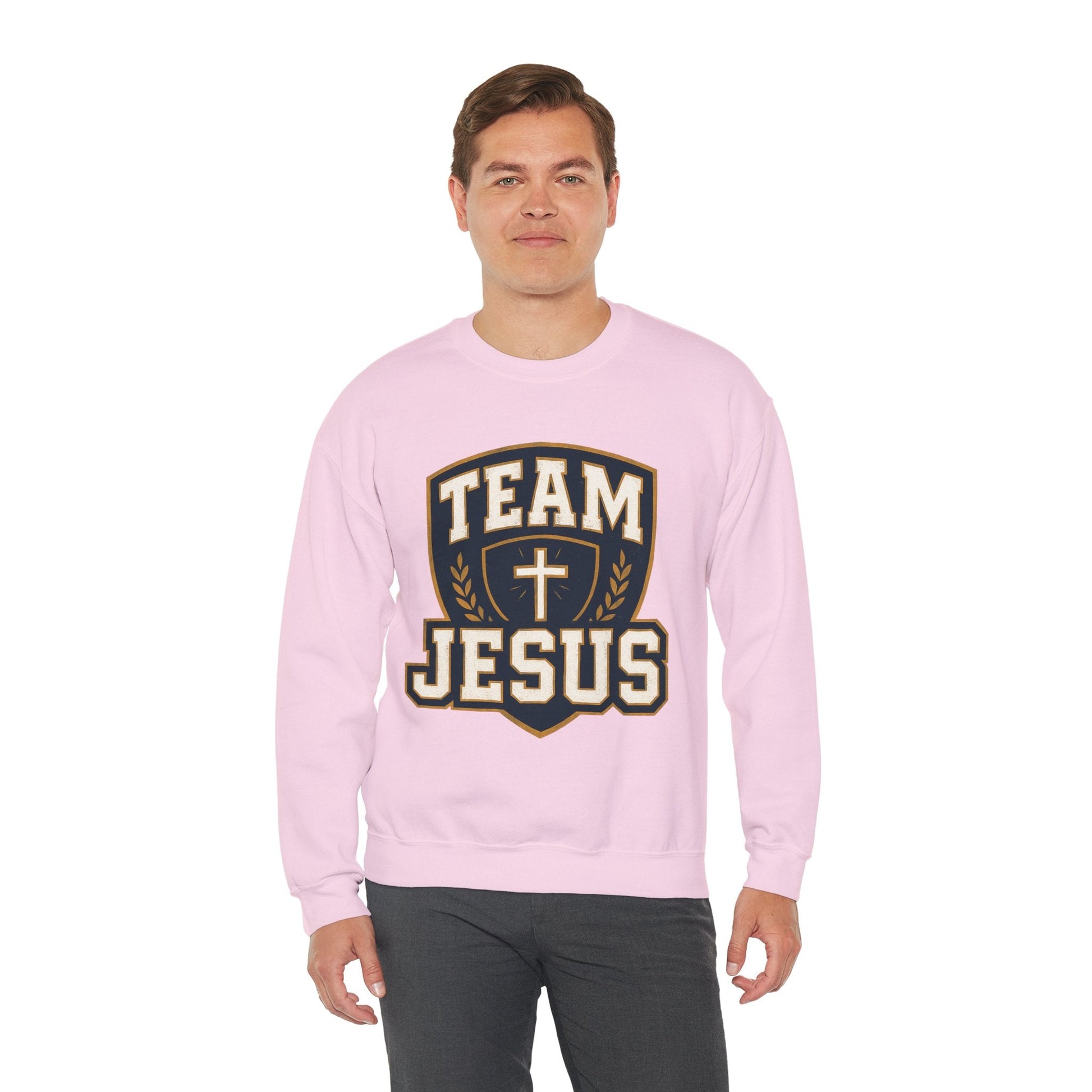 Team Jesus Shield Sweatshirt — Christian Faith Crewneck - Peak Inspiration