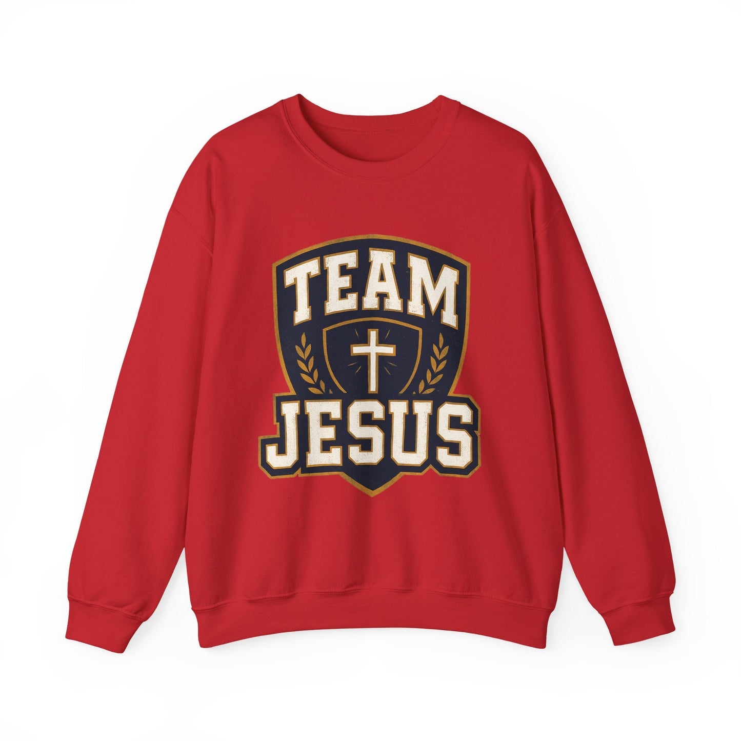 Team Jesus Shield Sweatshirt — Christian Faith Crewneck - Peak Inspiration