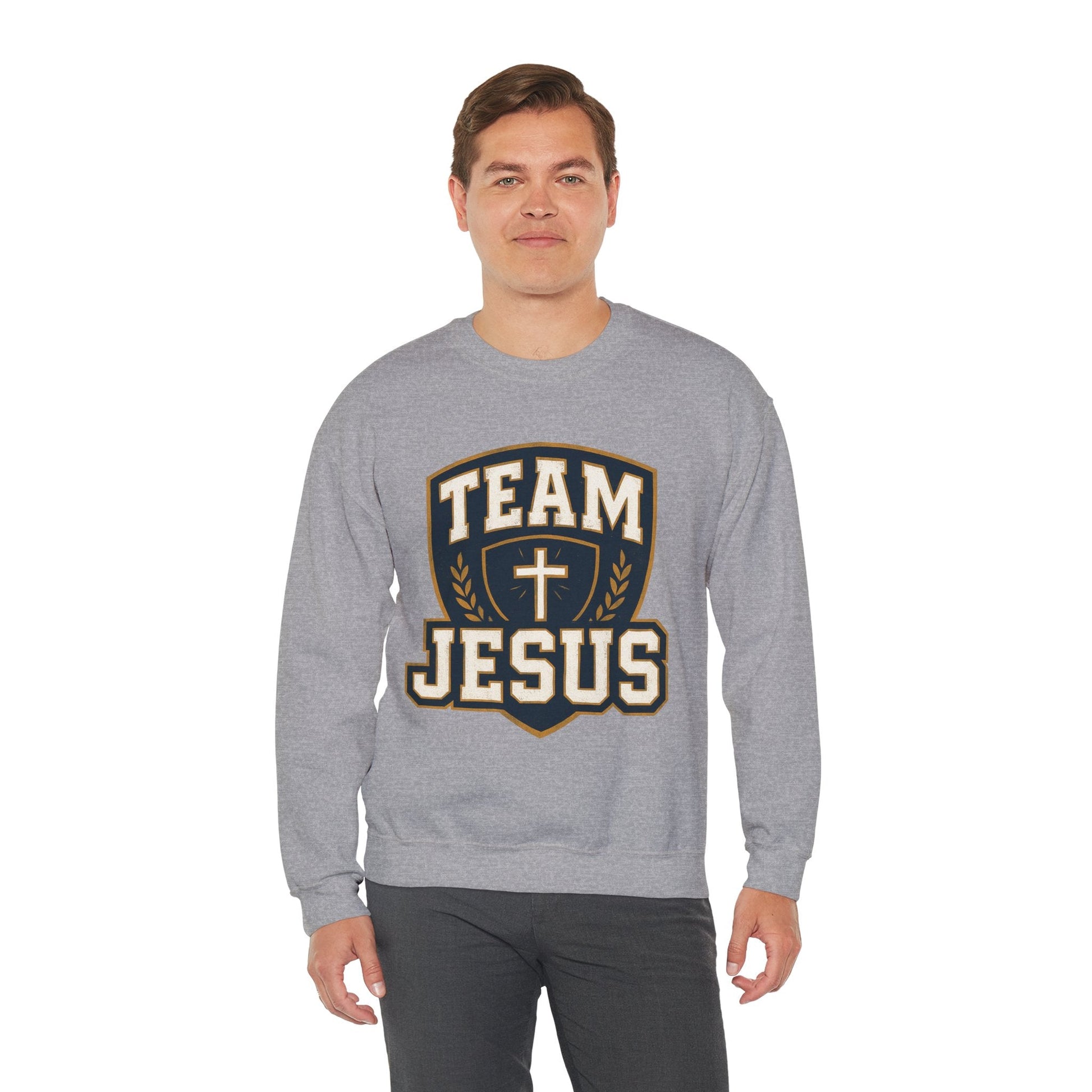 Team Jesus Shield Sweatshirt — Christian Faith Crewneck - Peak Inspiration