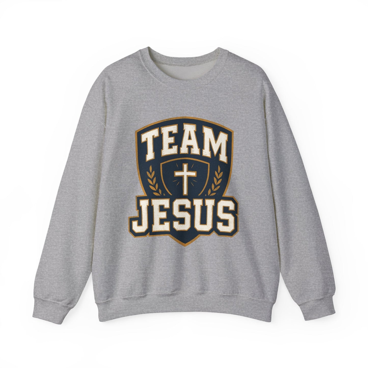Team Jesus Shield Sweatshirt — Christian Faith Crewneck - Peak Inspiration