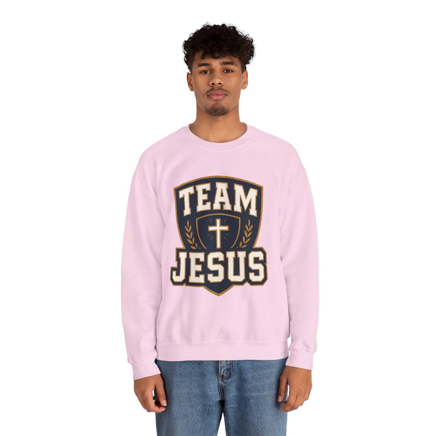 Team Jesus Shield Sweatshirt — Christian Faith Crewneck - Peak Inspiration