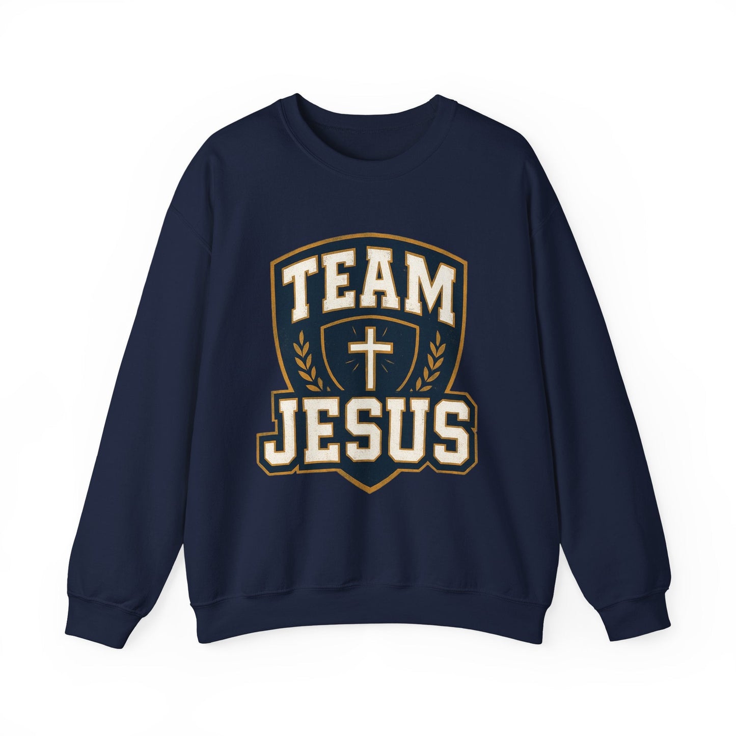 Team Jesus Shield Sweatshirt — Christian Faith Crewneck - Peak Inspiration