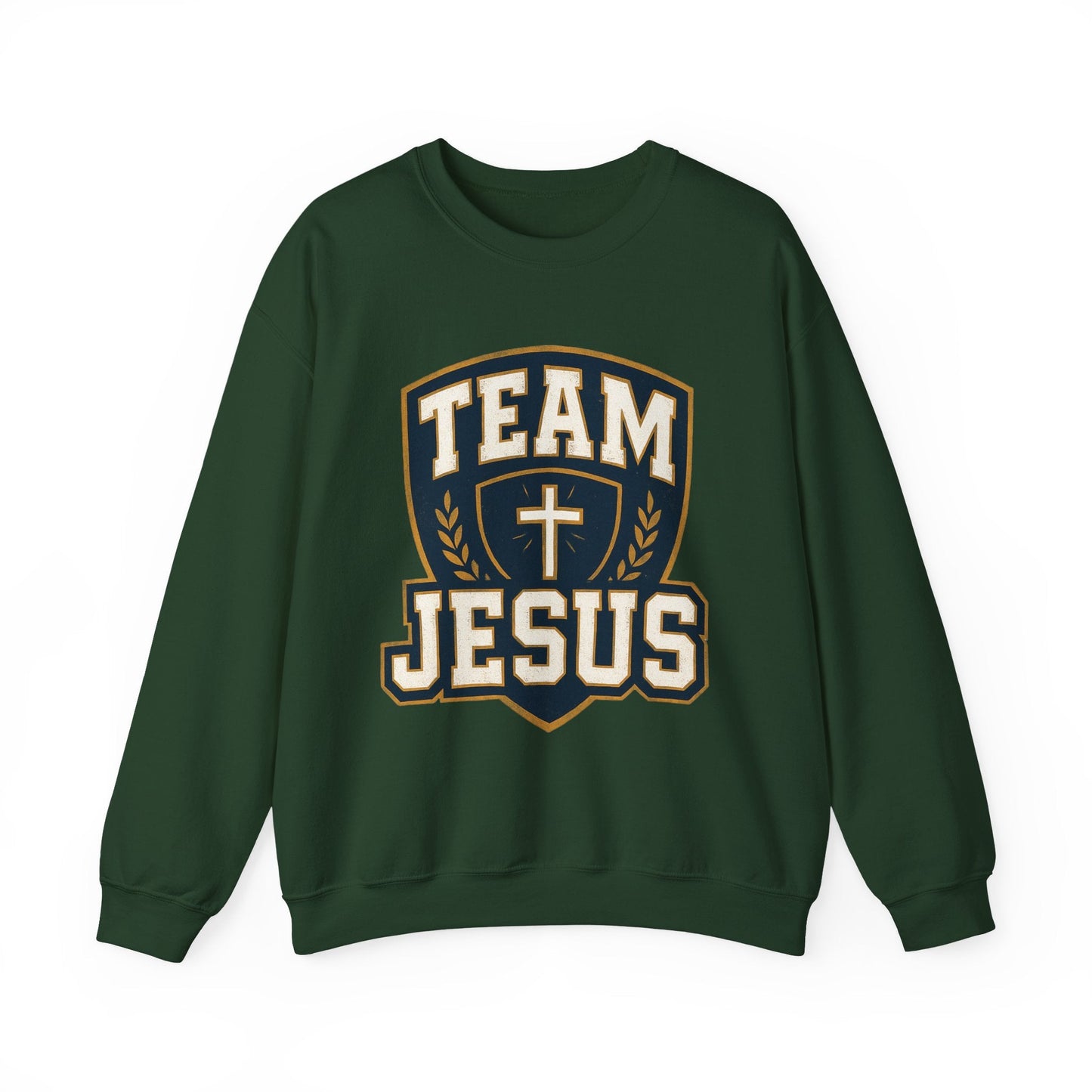 Team Jesus Shield Sweatshirt — Christian Faith Crewneck - Peak Inspiration