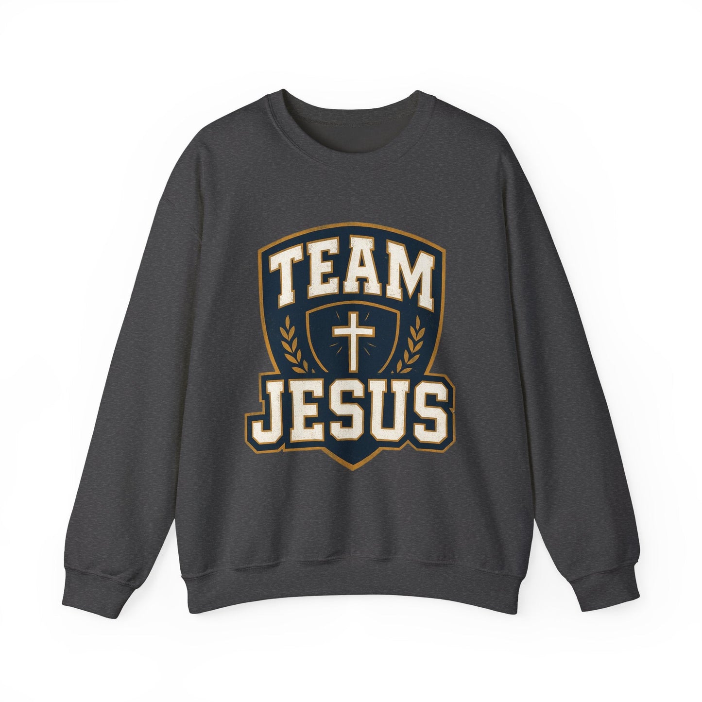 Team Jesus Shield Sweatshirt — Christian Faith Crewneck - Peak Inspiration