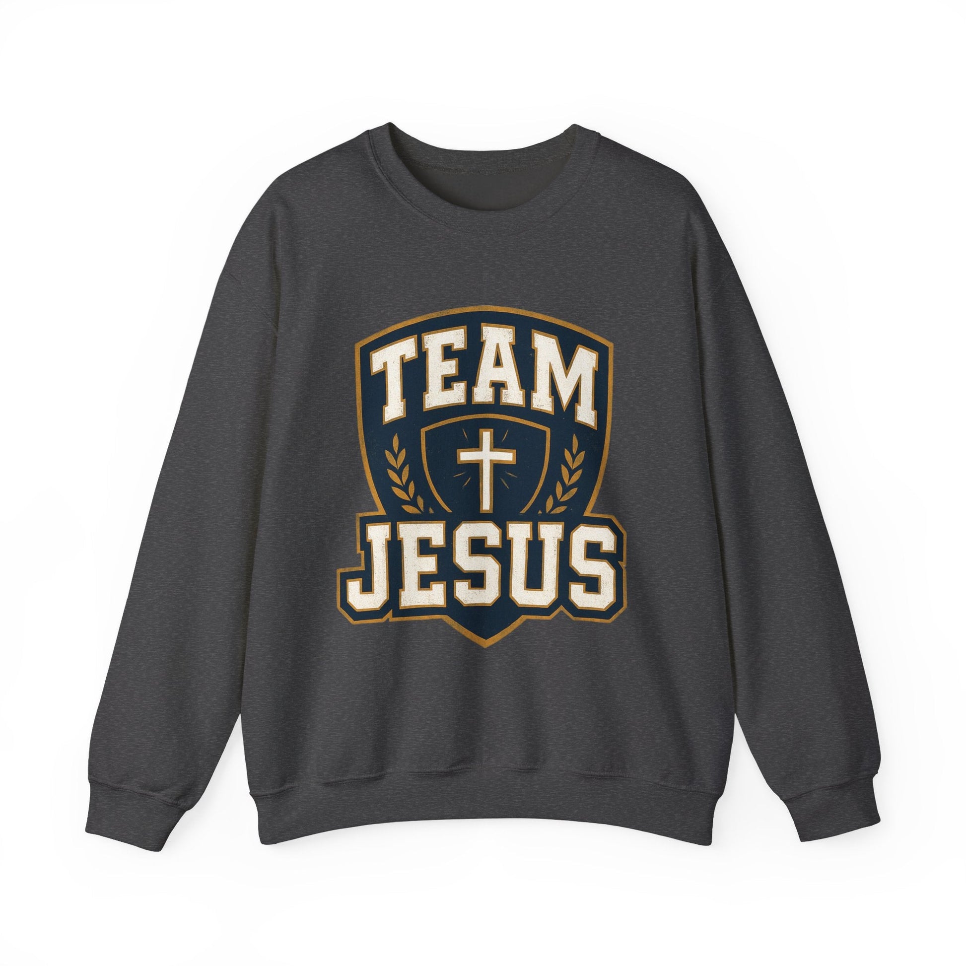 Team Jesus Shield Sweatshirt — Christian Faith Crewneck - Peak Inspiration
