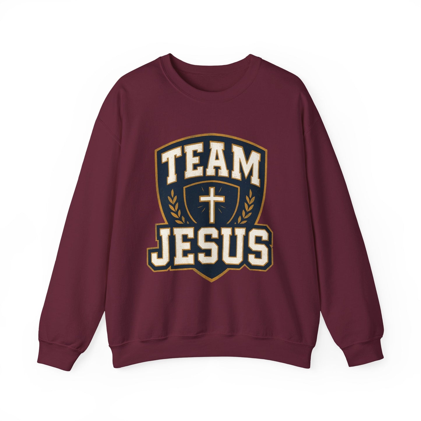 Team Jesus Shield Sweatshirt — Christian Faith Crewneck - Peak Inspiration