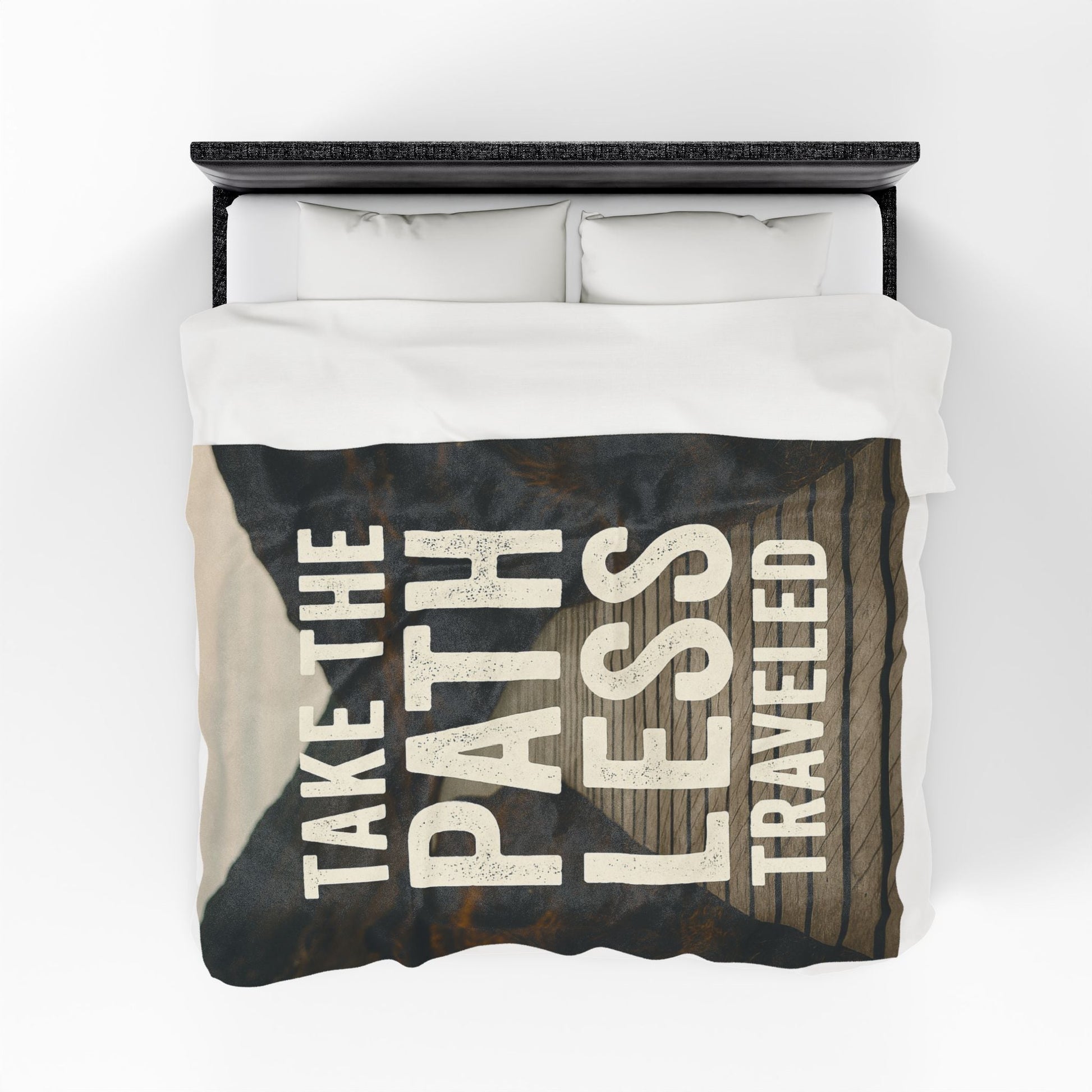 Velveteen Plush Blanket - "Take the Path Less Traveled" - Peak Inspiration