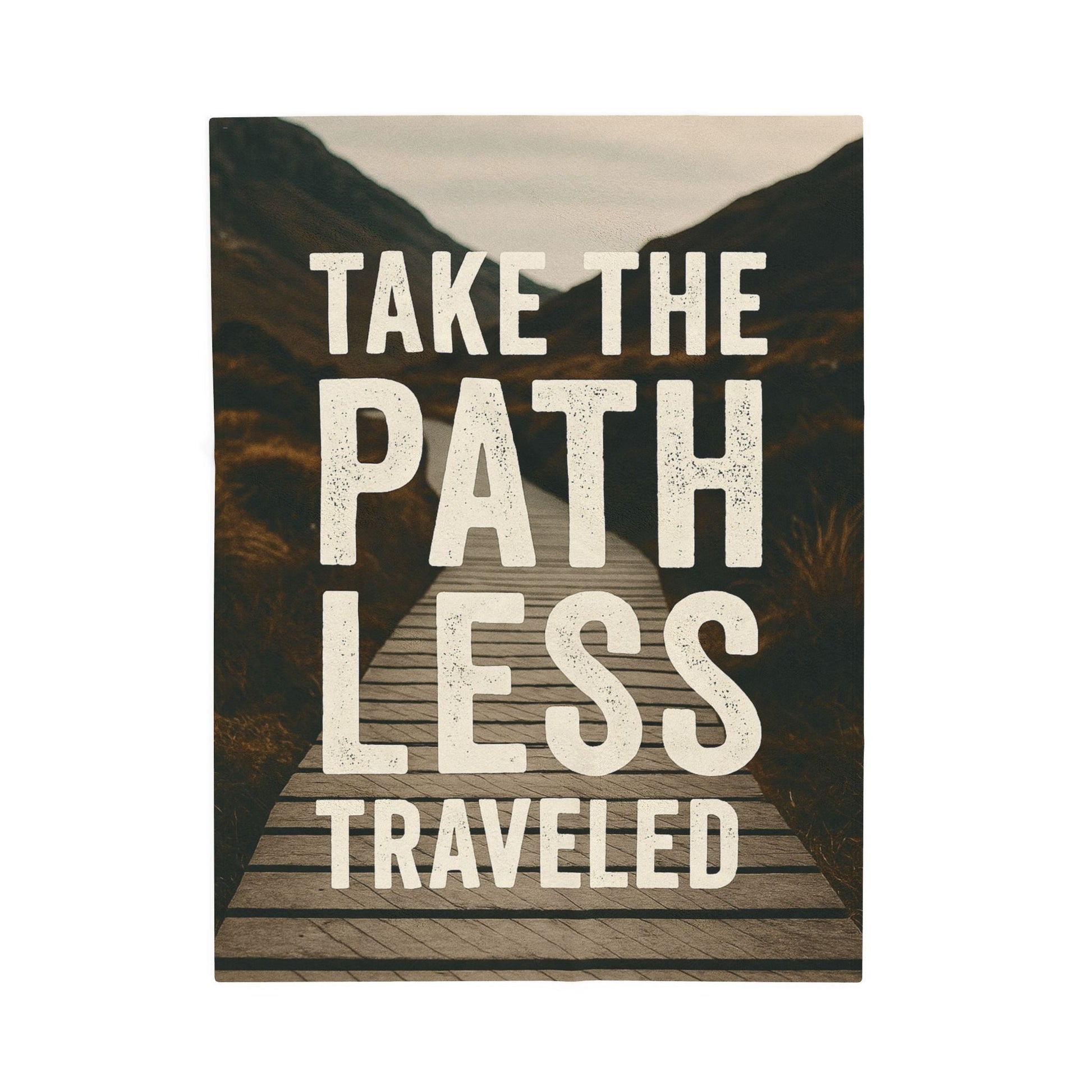 Velveteen Plush Blanket - "Take the Path Less Traveled" - Peak Inspiration