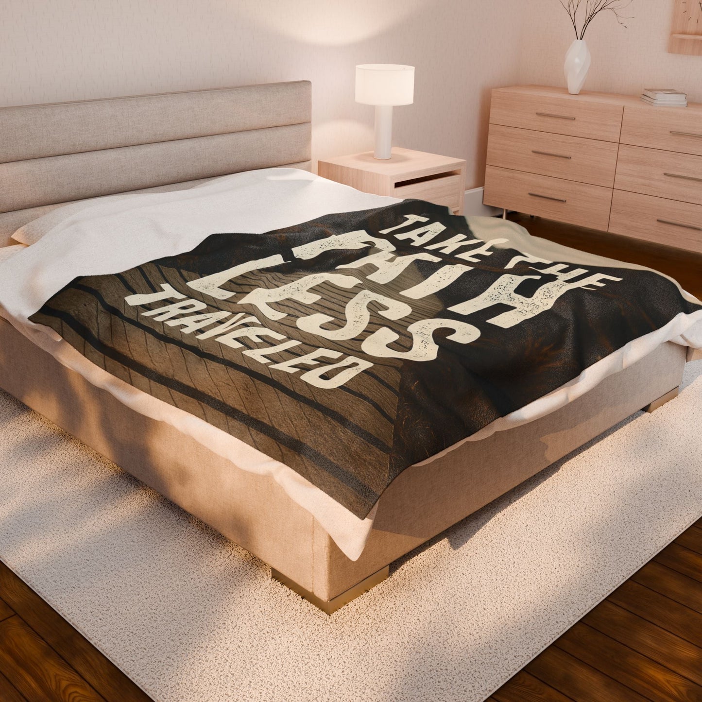 Velveteen Plush Blanket - "Take the Path Less Traveled" - Peak Inspiration