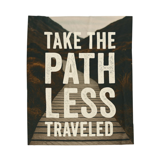 Velveteen Plush Blanket - "Take the Path Less Traveled" - Peak Inspiration