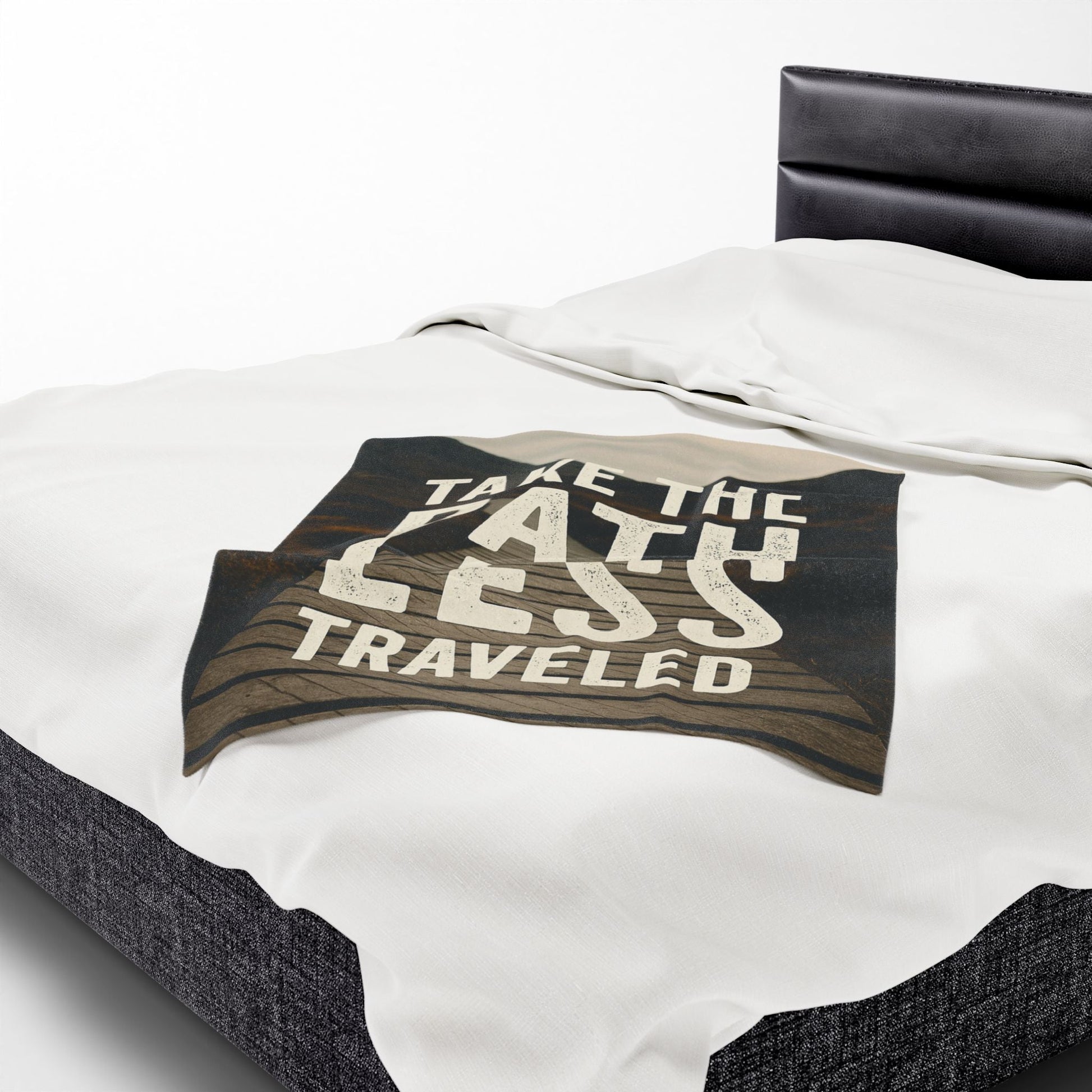 Velveteen Plush Blanket - "Take the Path Less Traveled" - Peak Inspiration
