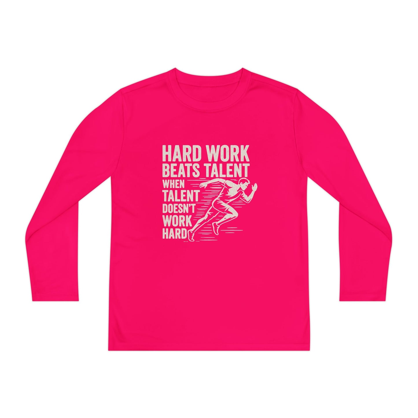 Youth Long Sleeve Tee - 'Hard Work Beats Talent' Motivational Shirt - Peak Inspiration