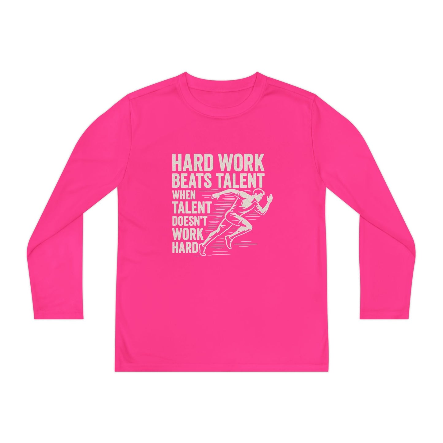 Youth Long Sleeve Tee - 'Hard Work Beats Talent' Motivational Shirt - Peak Inspiration