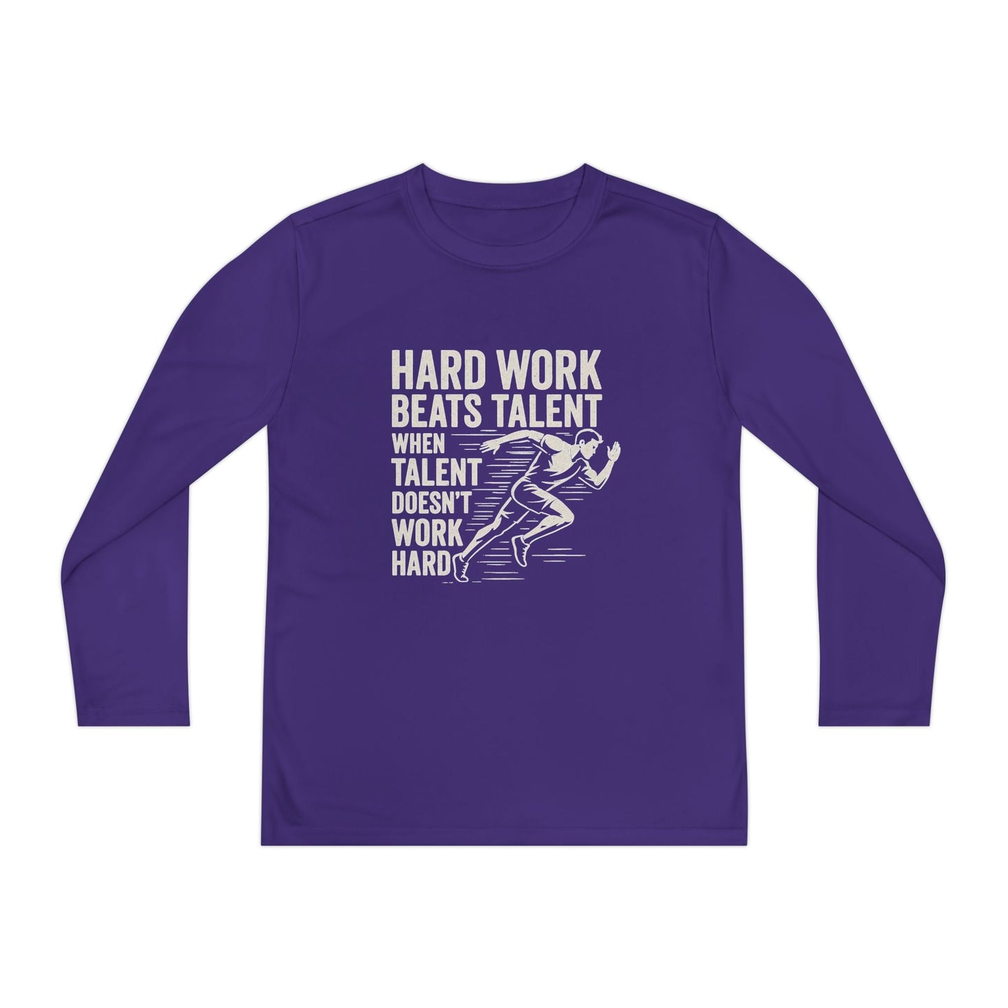 Youth Long Sleeve Tee - 'Hard Work Beats Talent' Motivational Shirt - Peak Inspiration