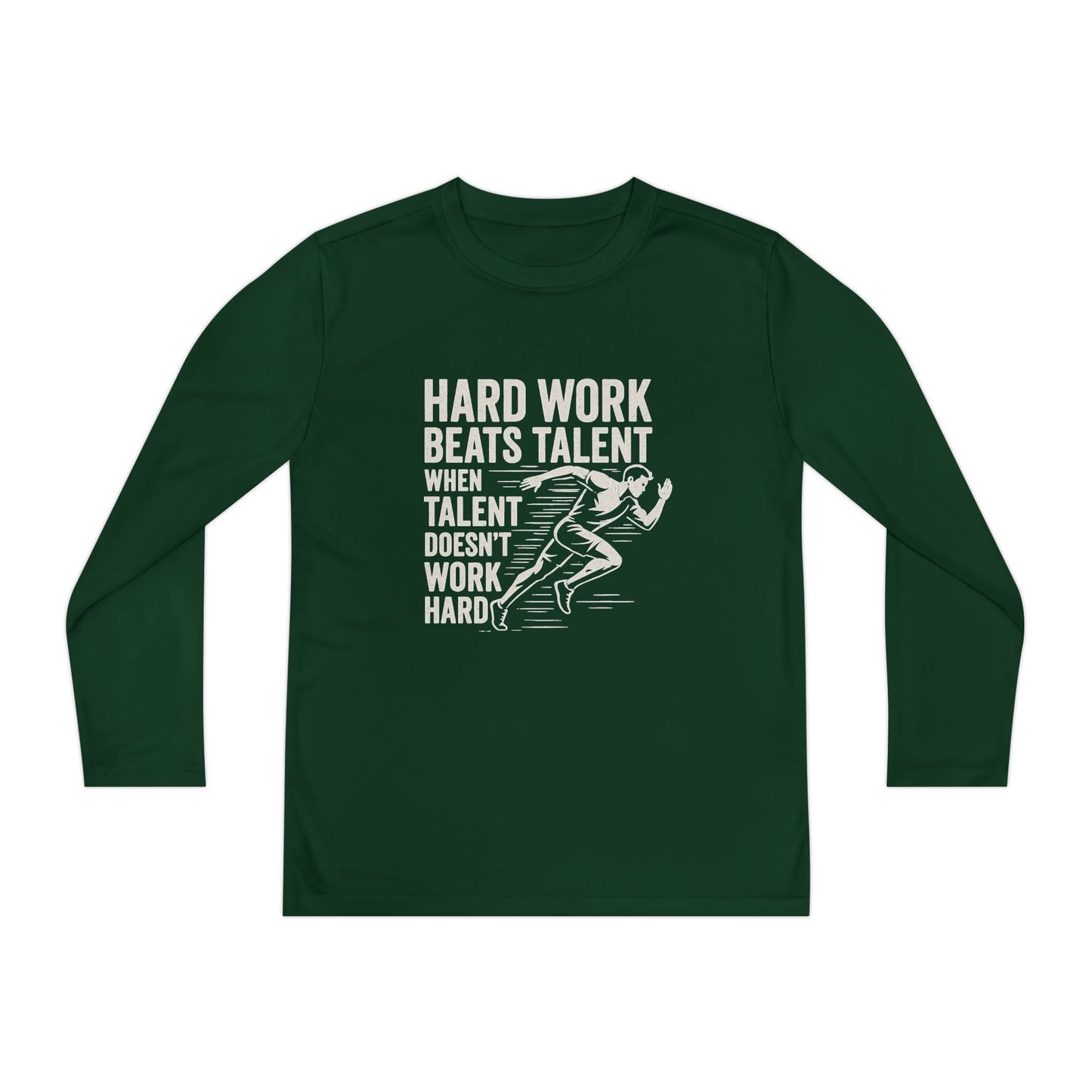 Youth Long Sleeve Tee - 'Hard Work Beats Talent' Motivational Shirt - Peak Inspiration