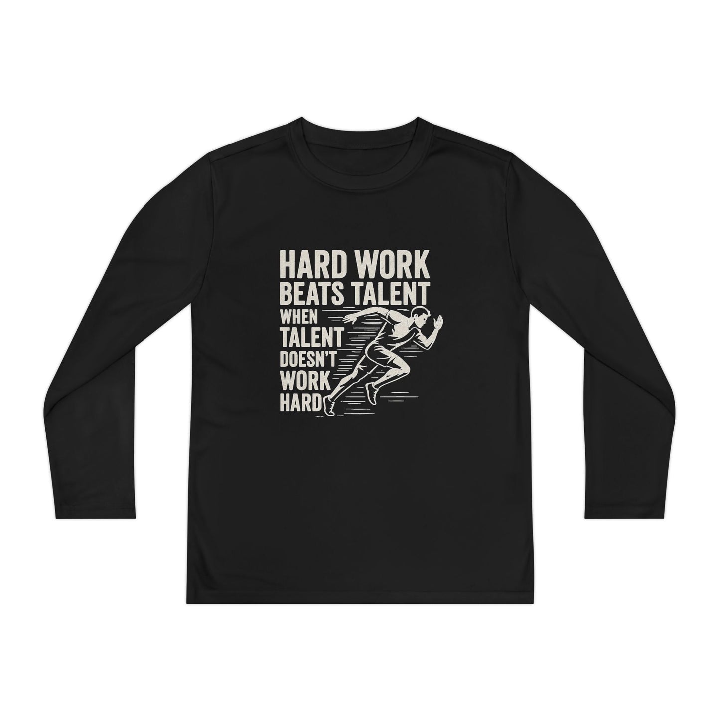 Youth Long Sleeve Tee - 'Hard Work Beats Talent' Motivational Shirt - Peak Inspiration