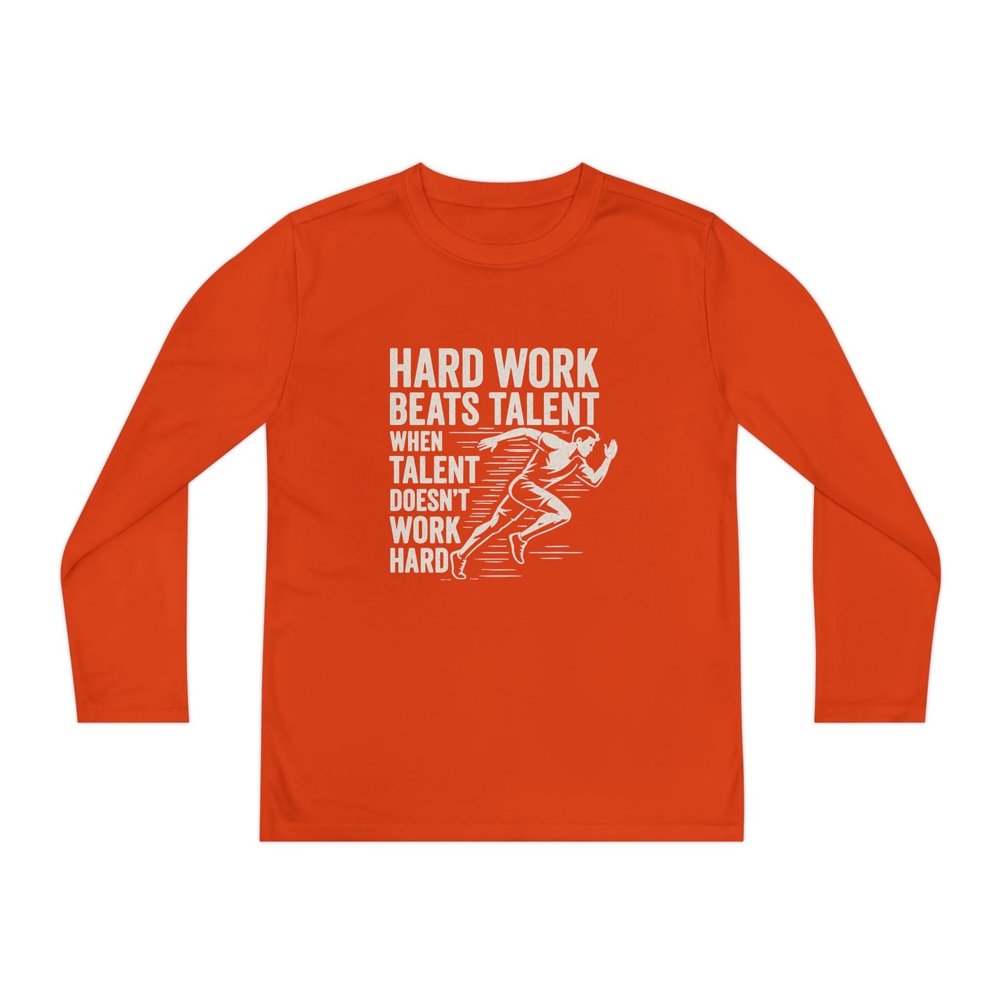 Youth Long Sleeve Tee - 'Hard Work Beats Talent' Motivational Shirt - Peak Inspiration